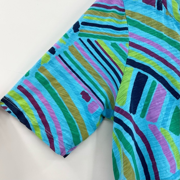 Fresh Produce Blue Multicolor Geometrical Print Cotton Knit Dress w/Pockets - Picture 5 of 10